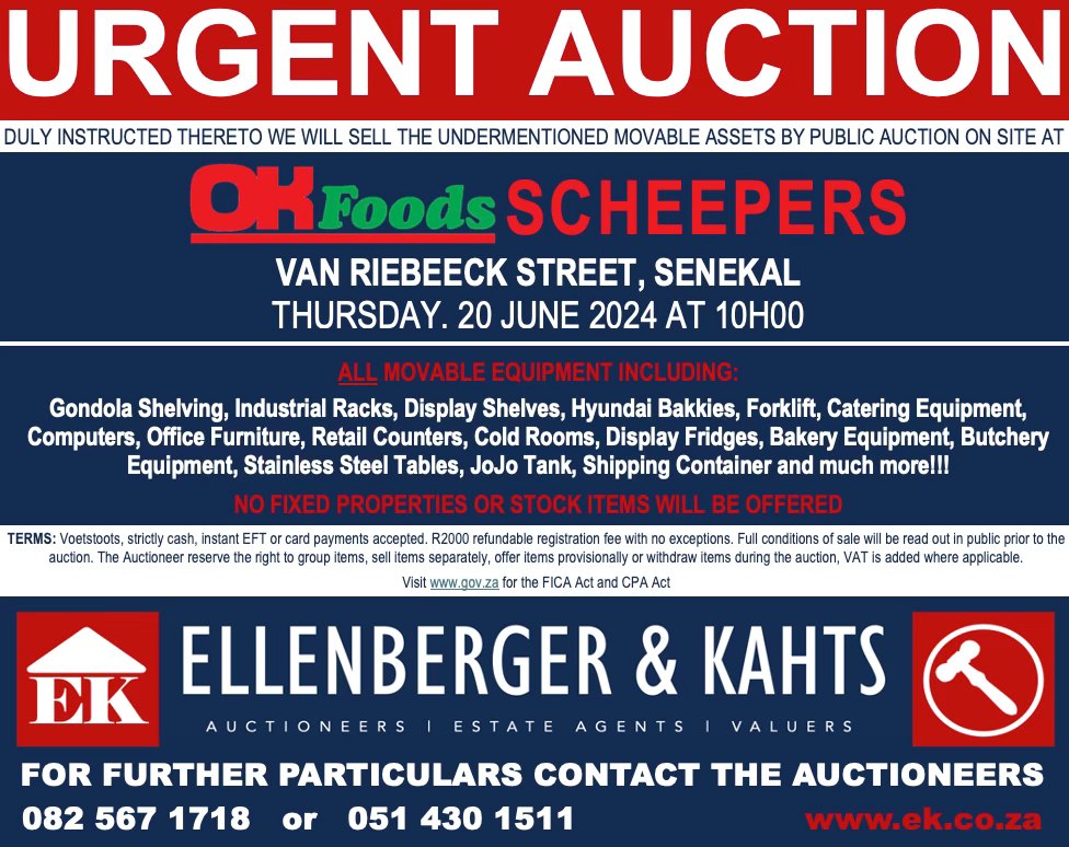 !!URGENT AUCTION!! SCHEEPERS OK FOODS