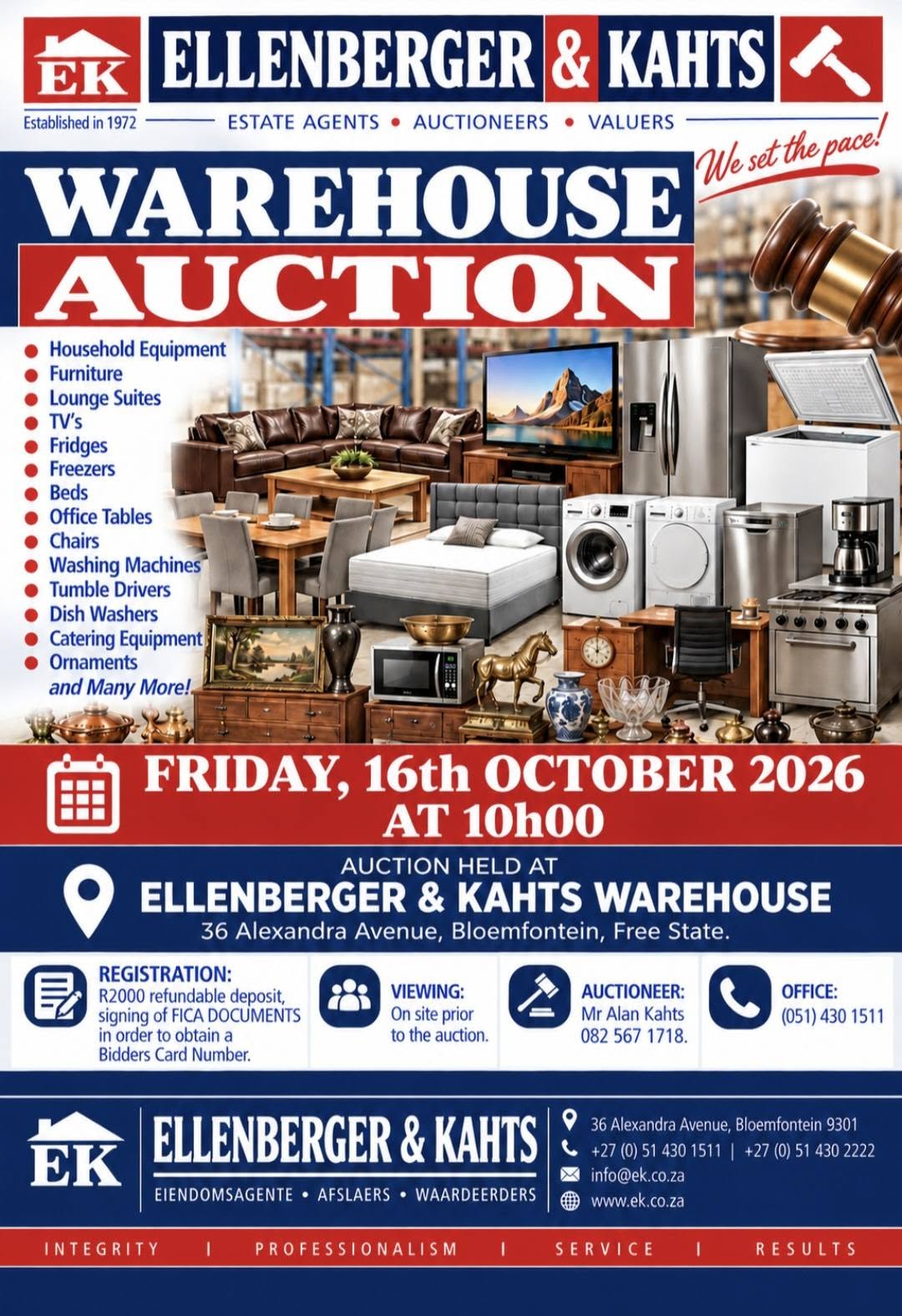 LLENBERGER & KAHTS, WAREHOUSE AUCTION